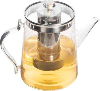 TROPFFREI Teekanne mit Siebeinsatz – Teekanne Glas 1,7L - Teekanne mit Sieb - Glaskaraffe mit Deckel