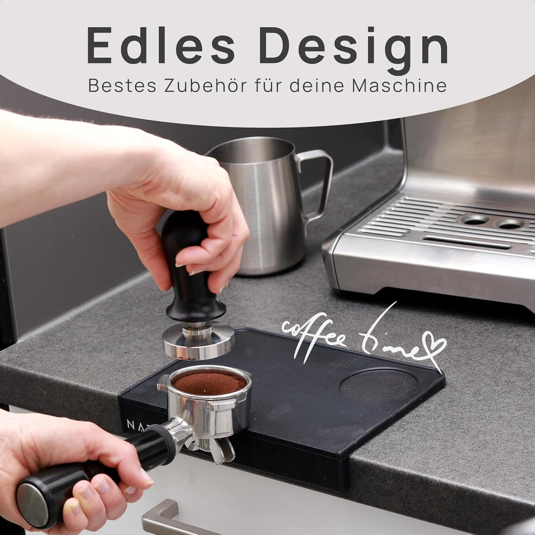 NATUMO Tampermatte Barista (21x15x3cm) Anti-Rutsch Silikon Tamper Matte mit Kantenschutz, Barista Zu