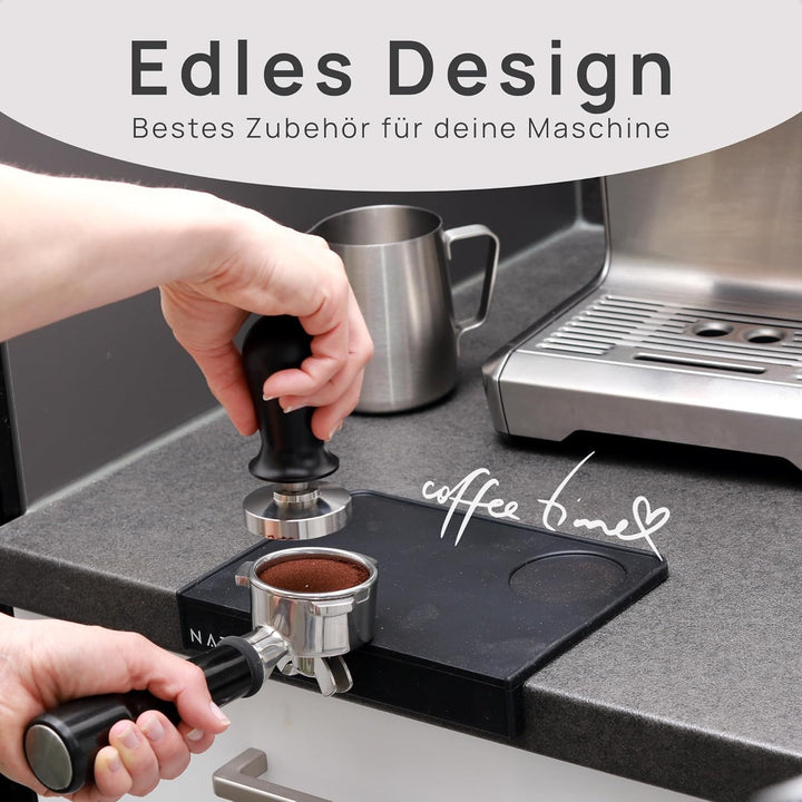NATUMO Tampermatte Barista (21x15x3cm) Anti-Rutsch Silikon Tamper Matte mit Kantenschutz, Barista Zu