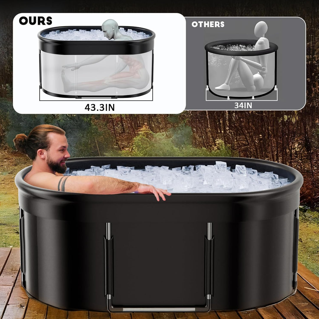 Premium 120 cm ovales Eisbad, Mobile Faltbare Badewanne, Eisbad-Kaltwasserbad für die Erholung im Fr