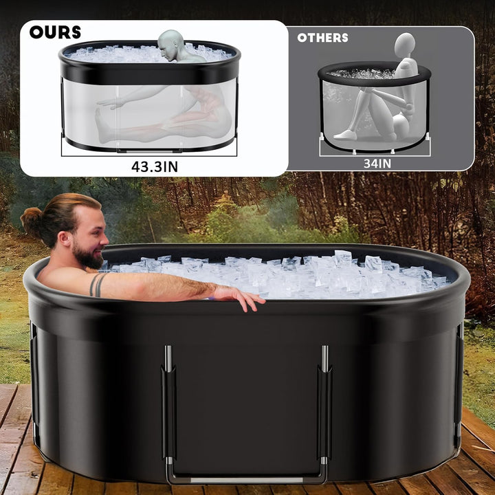 Premium 120 cm ovales Eisbad, Mobile Faltbare Badewanne, Eisbad-Kaltwasserbad für die Erholung im Fr