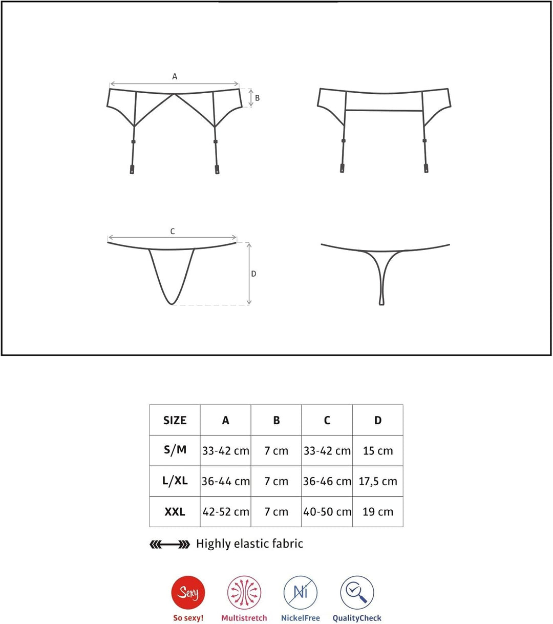 Selente Love & Fun verführerisches Damen Dessous-Set aus Strapsgürtel sowie ggf. Tanga/Strümpfen mad