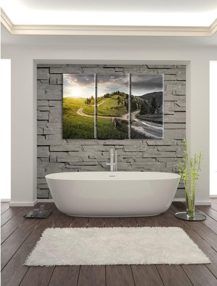 Pixxprint Verträumte Berglandschaft als Leinwandbild/Grösse: 3 Teilig (120x80) cm/Wandbild/Kunstdruc