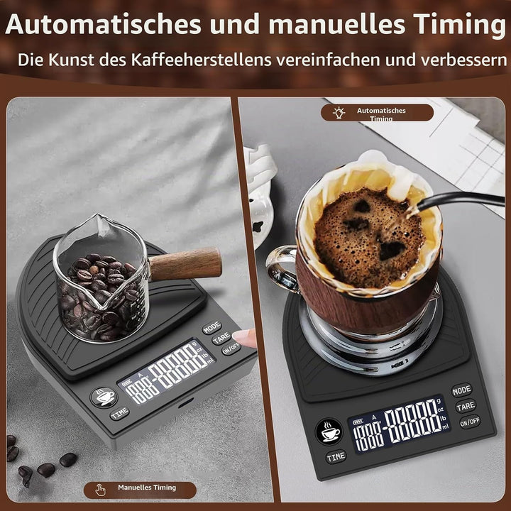 Mini-Kaffeewaage Mit Timerfunktion, 2 Kg WäGebereich / 0,1 G HochpräZision, Wiederaufladbar, Hochprä