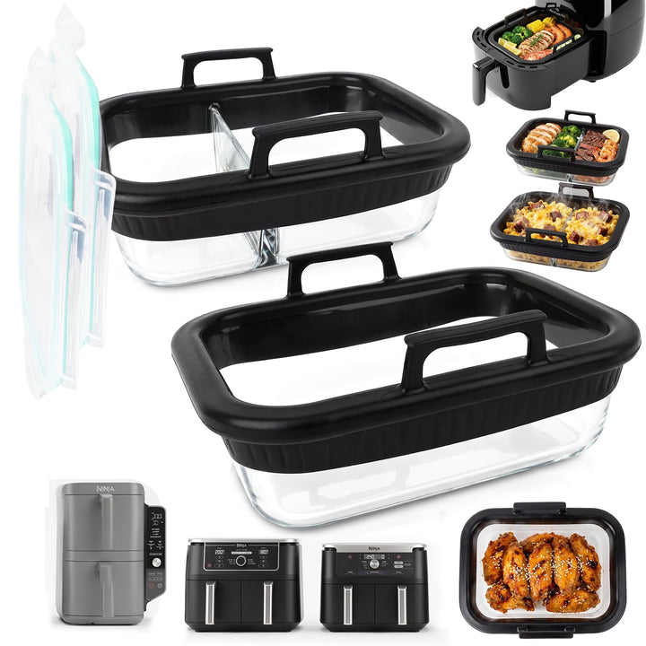 2 Stück Airfryer Zubehör für Ninja AF400EU/AF500EU/SL400EU COSORI Heissluftfritteuse 2 Kammern,Aufla
