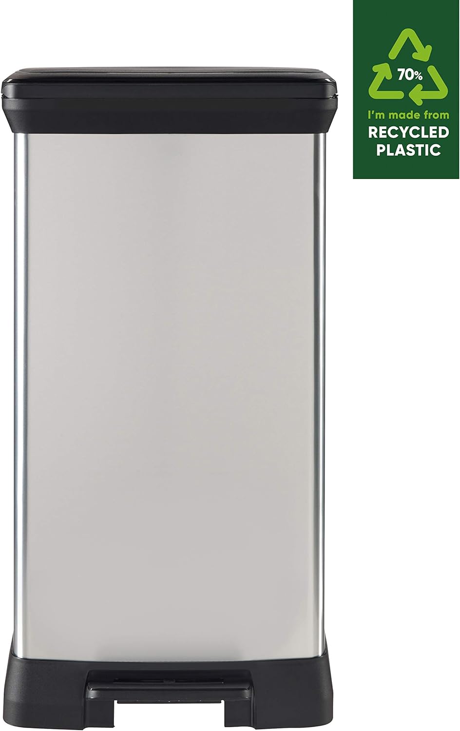 Curver Deco Bin Abfalleimer, Plastik, Silber Metallic, 39 x 29 x, Einzelbett