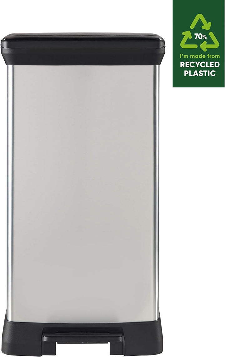 Curver Deco Bin Abfalleimer, Plastik, Silber Metallic, 39 x 29 x, Einzelbett