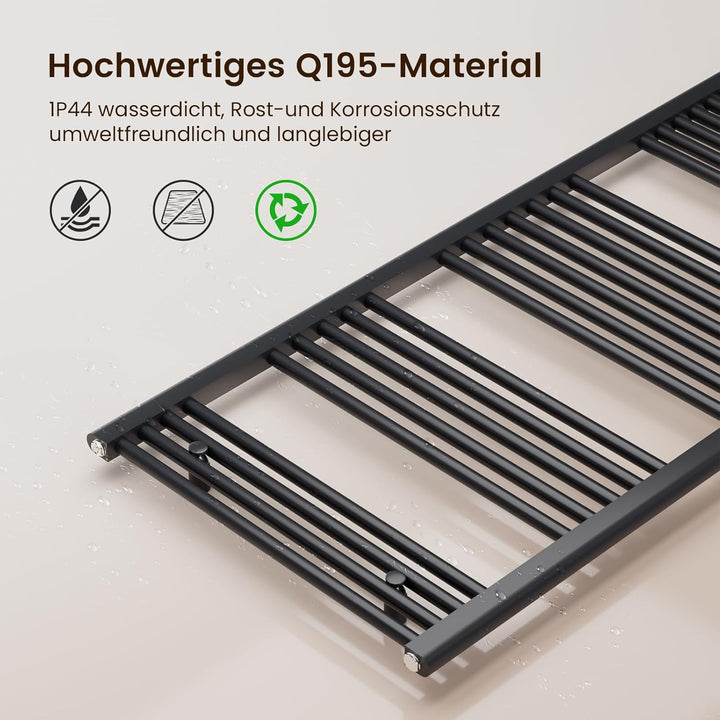 Heilmetz Badheizkörper Anthrazit Handtuchtrockner Heizung 1800 x 600 mm Bad Heizkörper Handtuchheizk