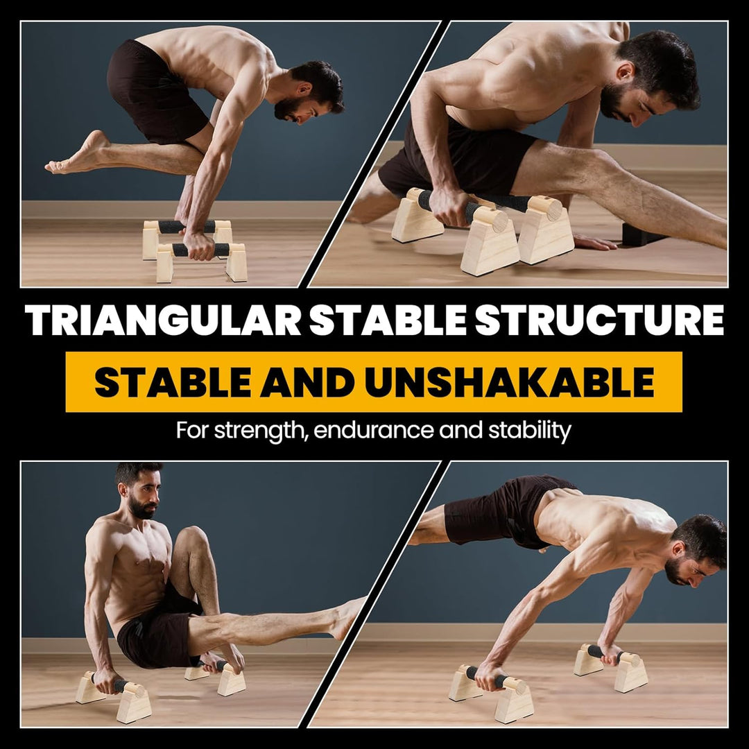2 Stück Liegestützgriffe aus Holz Handstand Griffe 20 CM Push Up Bars mit Rutschfeste Gummipuffer, P