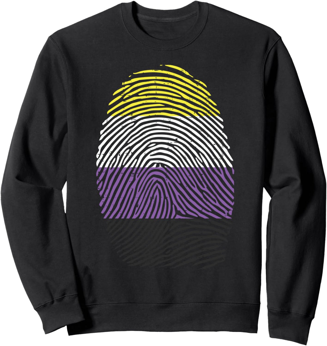Finger Print DNA LGBTQ Non-Binary Flag Genderqueer Men Women Sweatshirt
