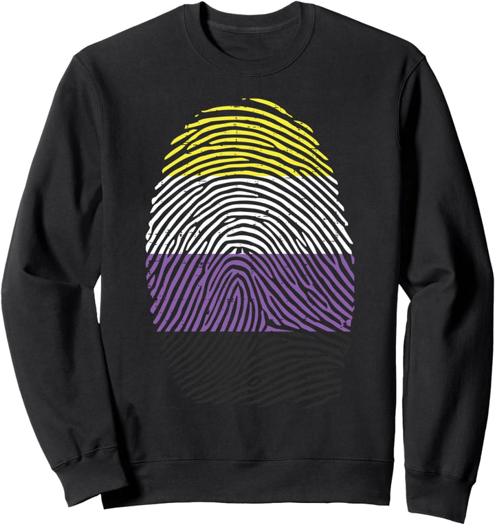 Finger Print DNA LGBTQ Non-Binary Flag Genderqueer Men Women Sweatshirt