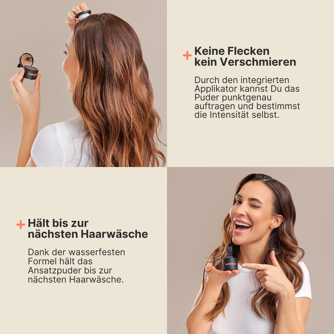 IMPERIO Ansatzpuder - Haar Concealer zur Haarverdichtung für Frauen und Männer, wasserfestes Haar Ma