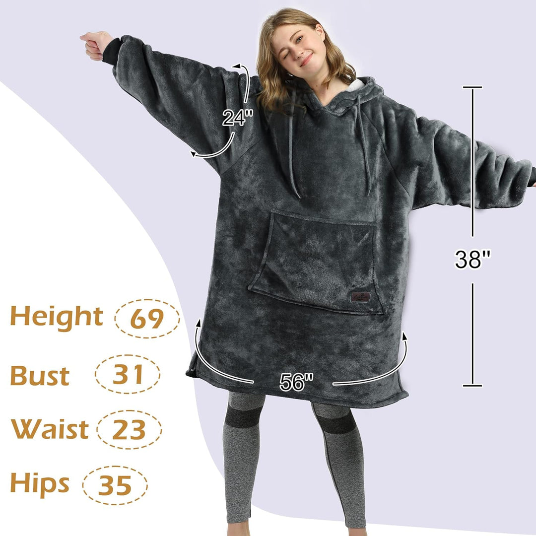Catalonia Classy Sherpa Kapuzendecke Kuschelig Hoodie Decke, Flauschig Warmer Pullidecke Lange Kapuz