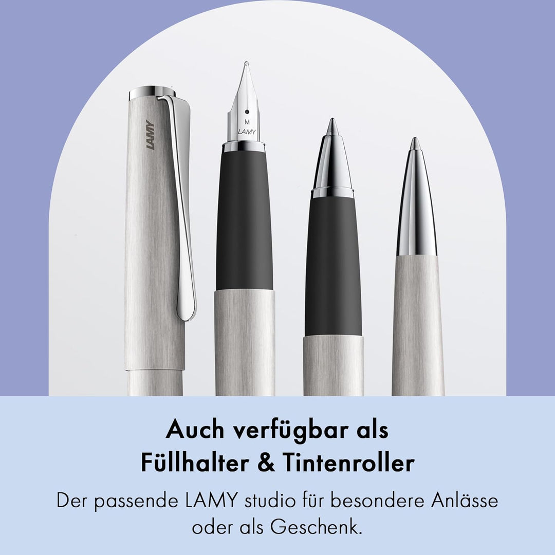 LAMY studio Premium Kugelschreiber 265 aus Edelstahl stichmattiert, propellerförmige Clip-Drehmechan