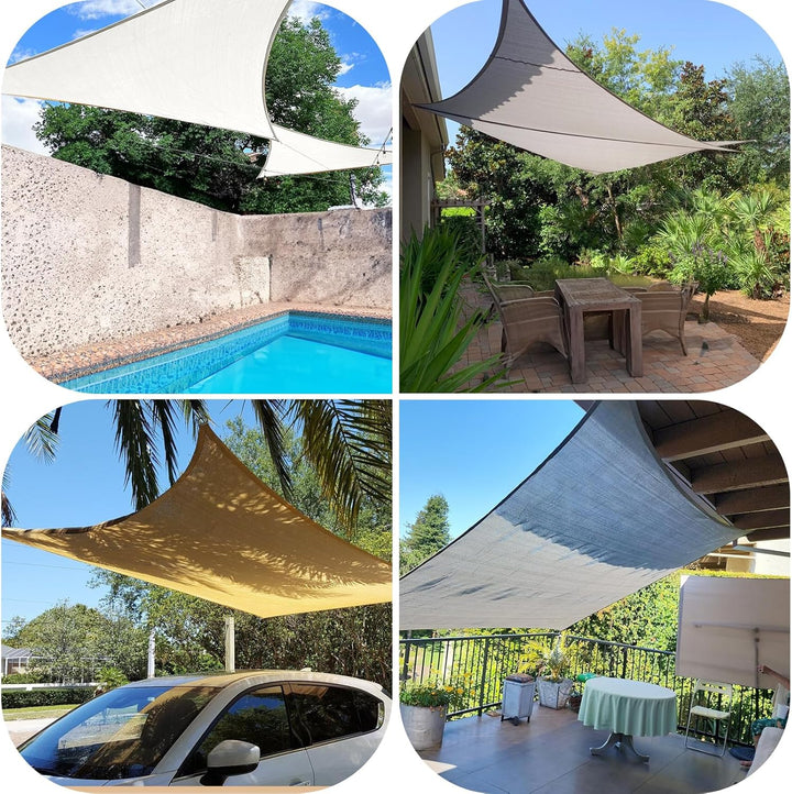 COOL AREA Sonnensegel Wasserdicht Dreieckig 5x5x7m Sonnenschutz 95% UV Schutz Windschutz,Wasserabwei