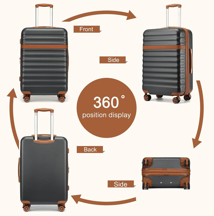 KONO Koffer Trolley Handgepäck Koffer Hartschalenkoffer aus ABS+PC leicht Reisekoffer mit 4 Rollen T