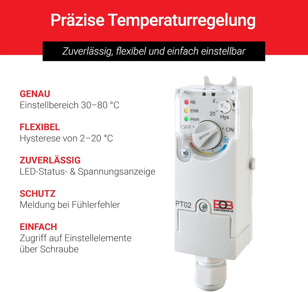Elektrobock Anlegethermostat PT02, weiss