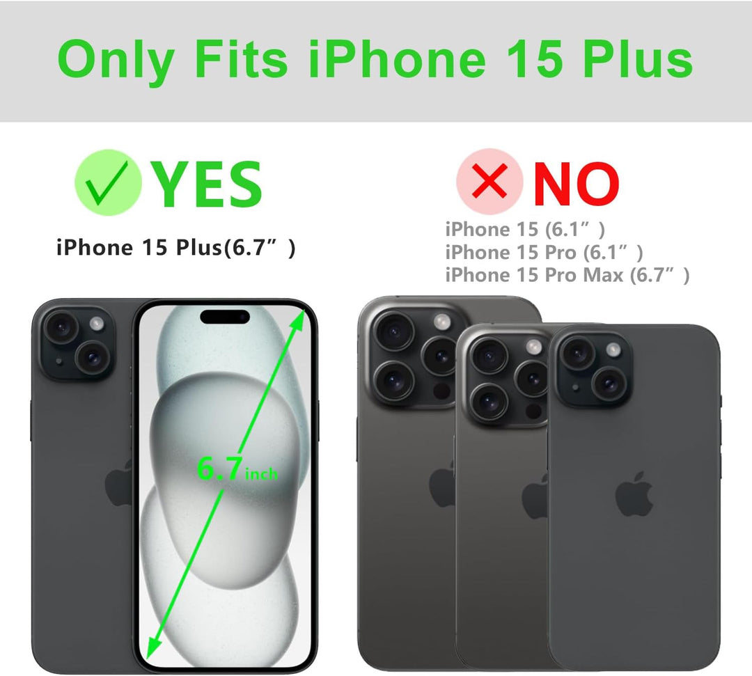 LENSUN Echtleder Hülle für iPhone 15 Plus, Handyhülle [Premium Echtes Leder][Magnetverschluss][RFID