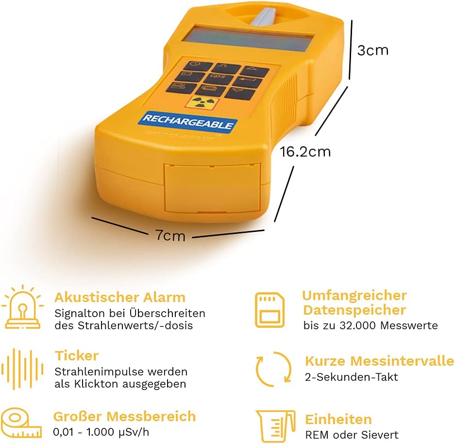 GAMMA-SCOUT Rechargeable | Geigerzähler für Radioaktivität mit wiederaufladbarem Akku, Verwendung al