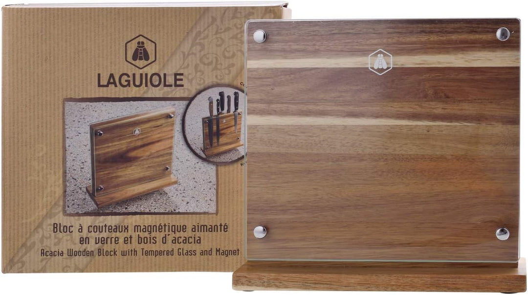 LAGUIOLE - Laguiole 4268431 Accacia Holz-Magnet-Messerauflageblock (25 cm) mit Schutz aus gehärtetem