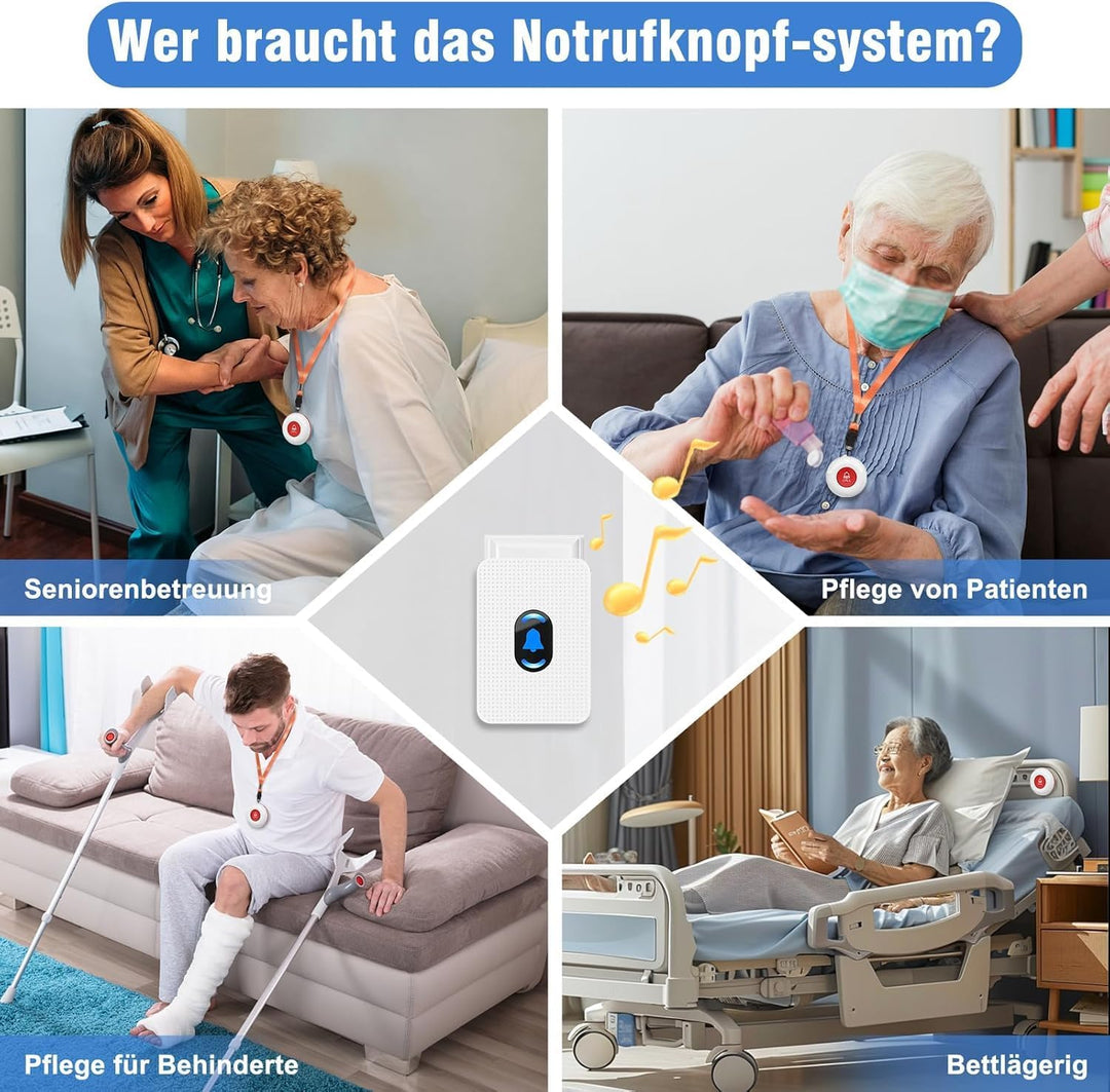 Daytech Notrufknopf für Senioren/Hausnotruf mit Notrufarmband für die häusliche Pflege Notfall Armba