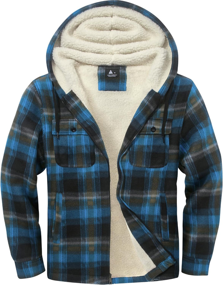 SwissWell Herren Hemdjacke Verdicken Kariertes mit Zipper Flanelljacke Plüschfutter Freizeit Gefütte