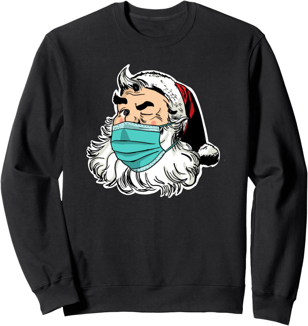 Santa with facemask funny Christmas 2020 facemask santa Sweatshirt