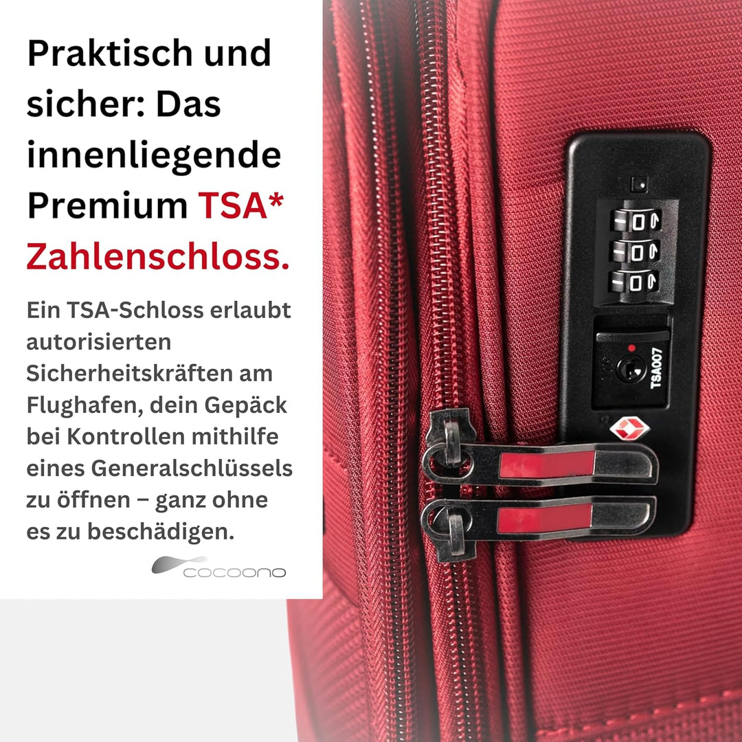Cocoono Koffer Weichschale 64L bis 84L mit Dehnfalte – Stoffkoffer mit 4 Rollen – Reisekoffer Stoff