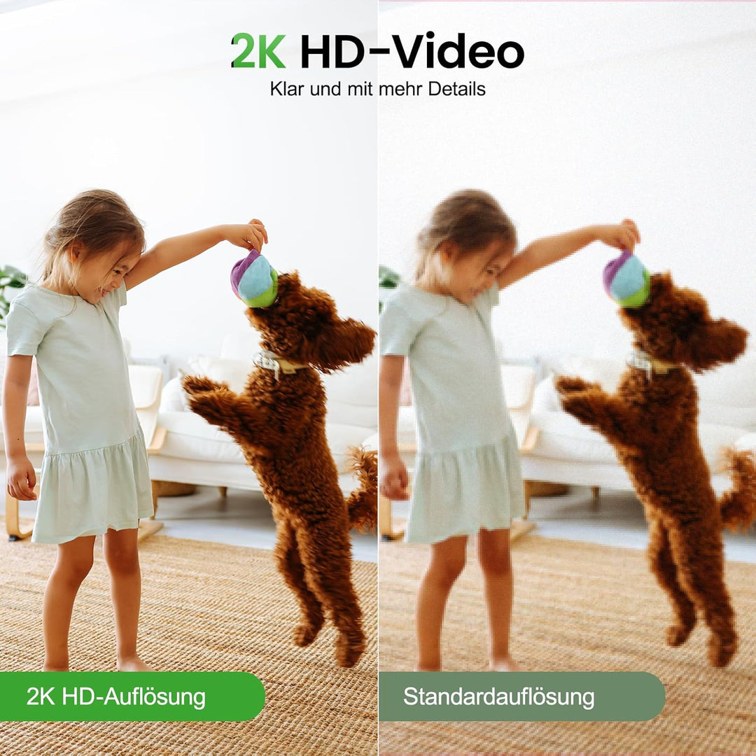 Überwachungskamera Innen - 2K Kamera Überwachung Innen, Babyphone mit Kamera, WLAN Indoor Camera, Hu