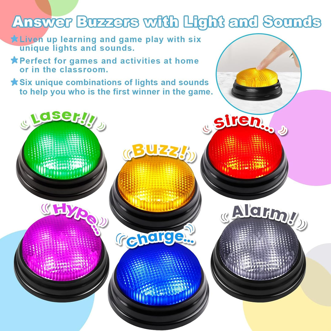 BEAN LIEVE Buzzers for Trivia Games - Set of 6 Game Buzzers, Compact Portable Buzzers for Classroom