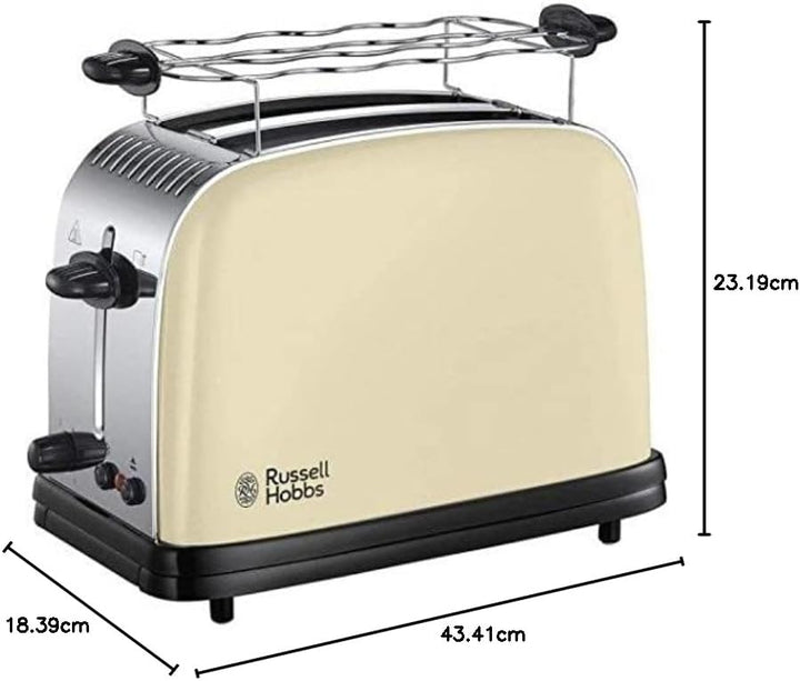 Russell Hobbs Toaster [Langschlitz für 2 Scheiben / 1 breite Brotscheibe] Colours+ Edelstahl Rot (ex