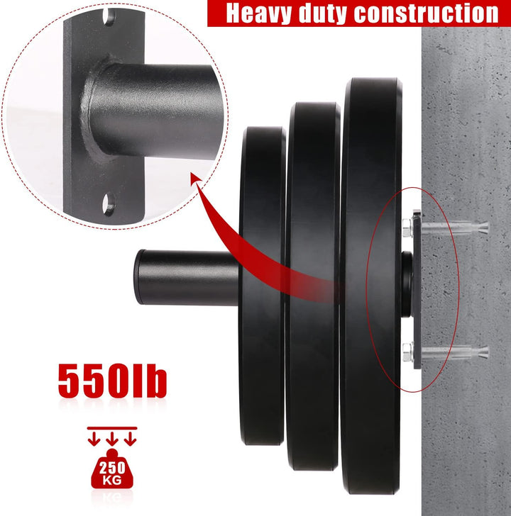 SYL Fitness Wall Mounted Olympic Weight Plate Holder - Fits 2" Olympic Weight