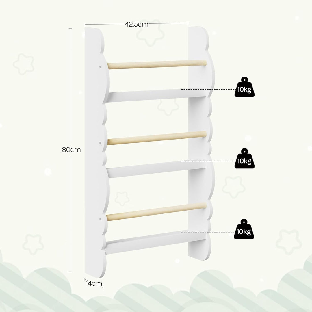 WOLTU Kinder Bücherregal Wand, Bücher-Organizer mit 3 Ablagen, Kinderregal für Buchaufbewahrung, Wan