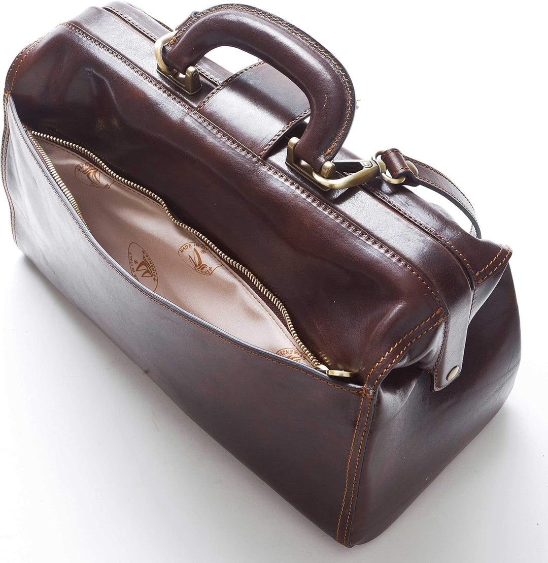 DD Firenze Leder Arzttaschen - D&D0205 Bicolor - Made in Italy Rot - Braun, Rot - Braun