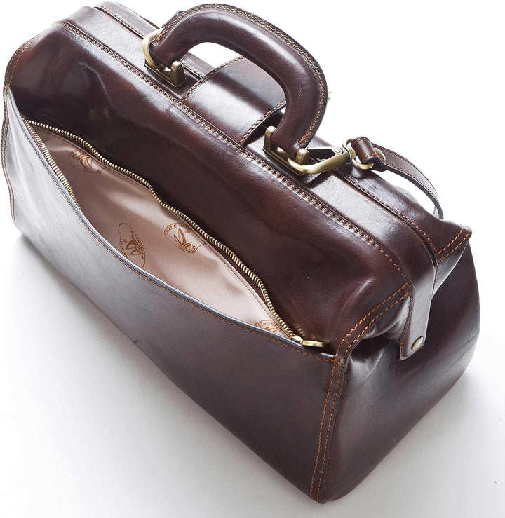 DD Firenze Leder Arzttaschen - D&D0205 Bicolor - Made in Italy Rot - Braun, Rot - Braun