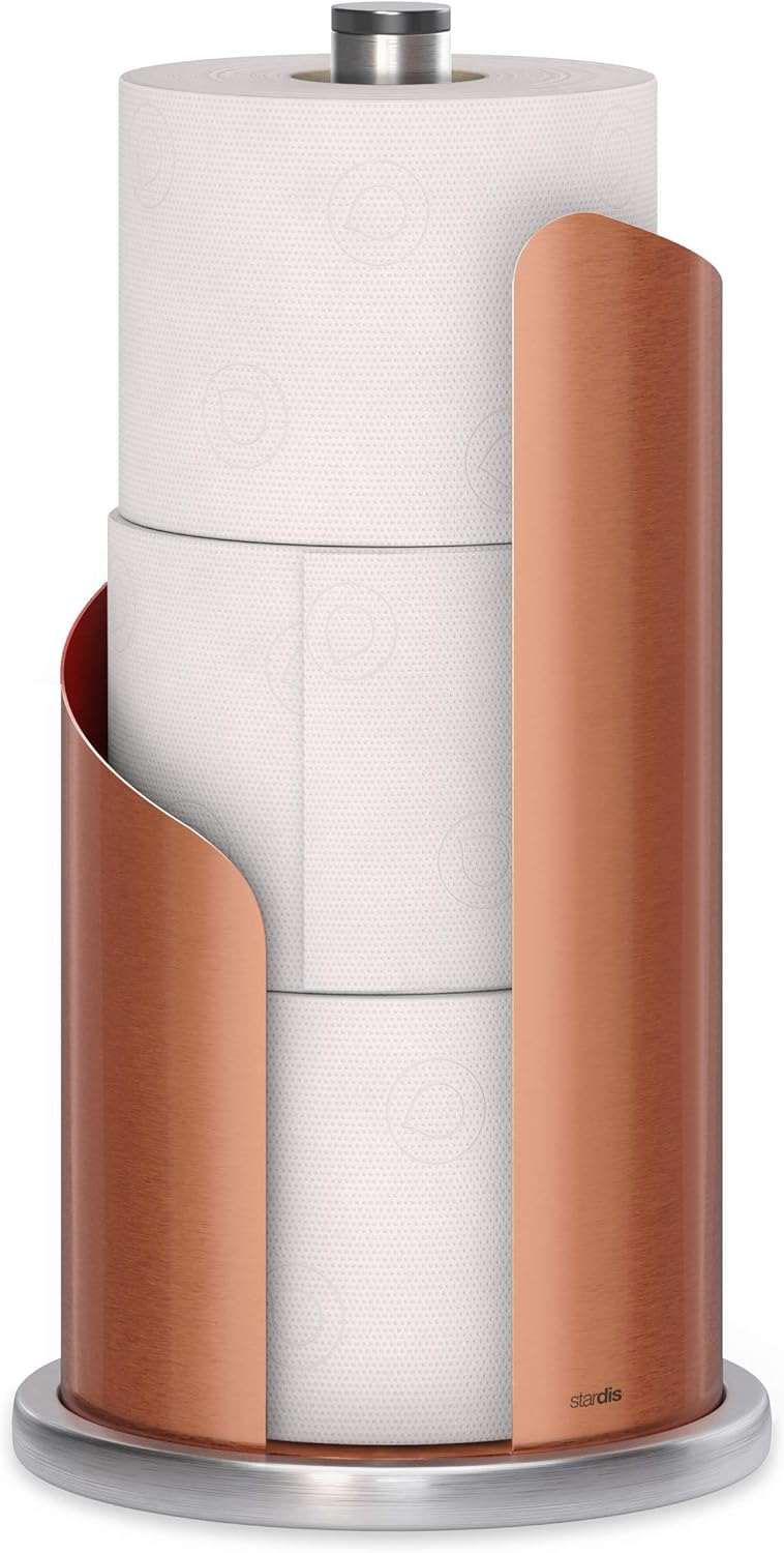 Design Küchenrollenhalter Edelstahl matt H 30 Ø15 cm Rollenhalter Papierrollenhalter für Küchenrolle