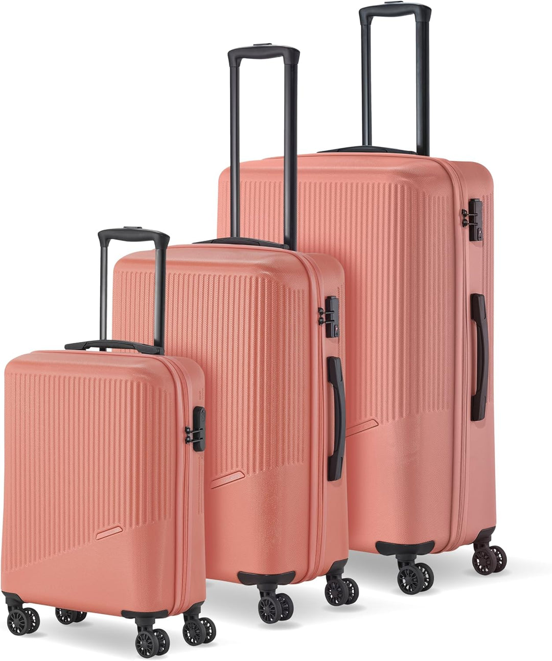 travelite 4-Rad Koffer Set 3 teilig Grössen L/M/S, Gepäck Serie BALI: ABS Hartschalen Trolleys mit T