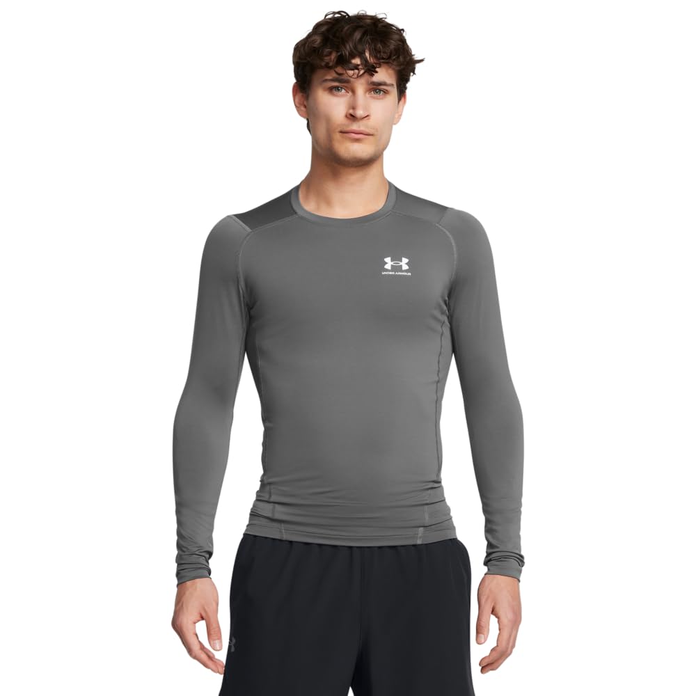 Under Armour HeatGear Kompressions-Langarm-T-Shirt für Herren Grauweiss XS, Grauweiss XS