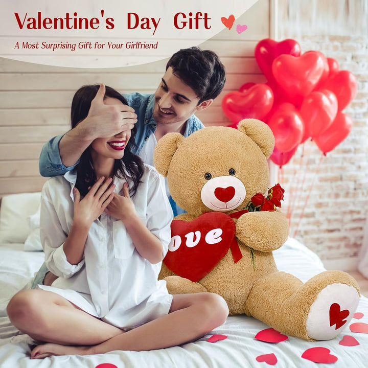 MorisMos 1.3m riesen teddybär, Hellbraun grosser teddybären Kuscheltier XXL teddys, Valentinstag dek