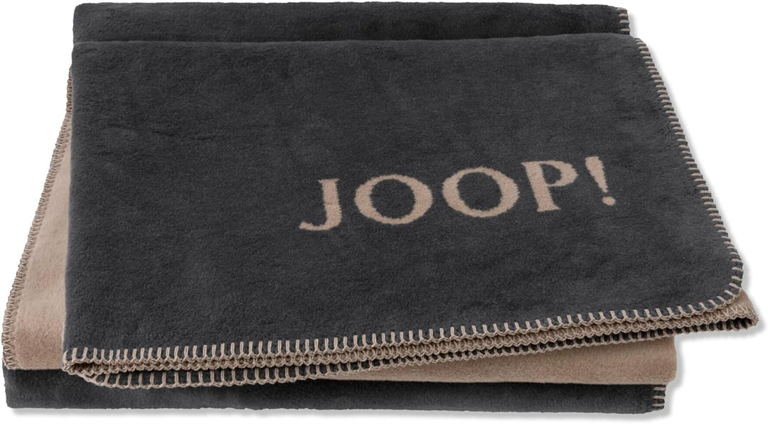 Joop! Wohndecken Uni-Doubleface Anthrazit-Karamell 150x200 cm