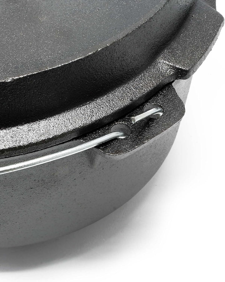 Dutch Oven 4l mit Untersetzer und Deckelheber, Kochtopf aus Gusseisen für Lagerfeuer und Camping
