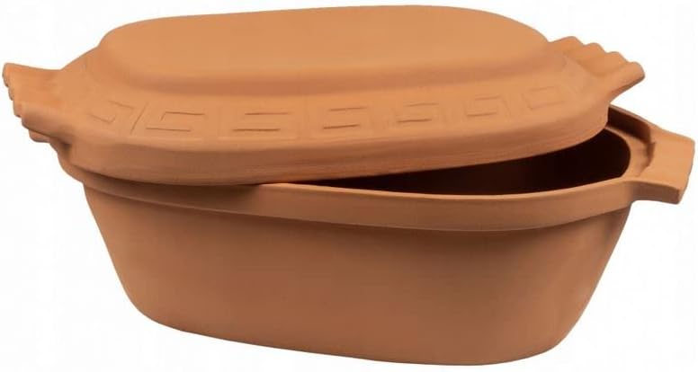 Keramiktopf Steingut Ton Topf Rund Brätertopf Dampf Garer Thermo Tontopf Terrakotta Keramik (6L), 6L