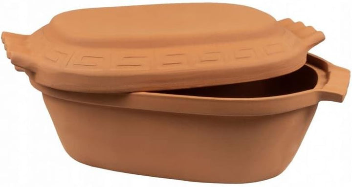 Keramiktopf Steingut Ton Topf Rund Brätertopf Dampf Garer Thermo Tontopf Terrakotta Keramik (6L), 6L