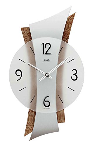 AMS Moderne Wanduhr mit Quartzwerk, batteriebetrieben 9401