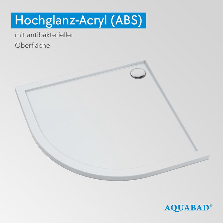 AQUABAD Duschwanne/Duschtasse Villa mit LeakProtect Technologie Smooth White 80x80cm Viertelkreis R5