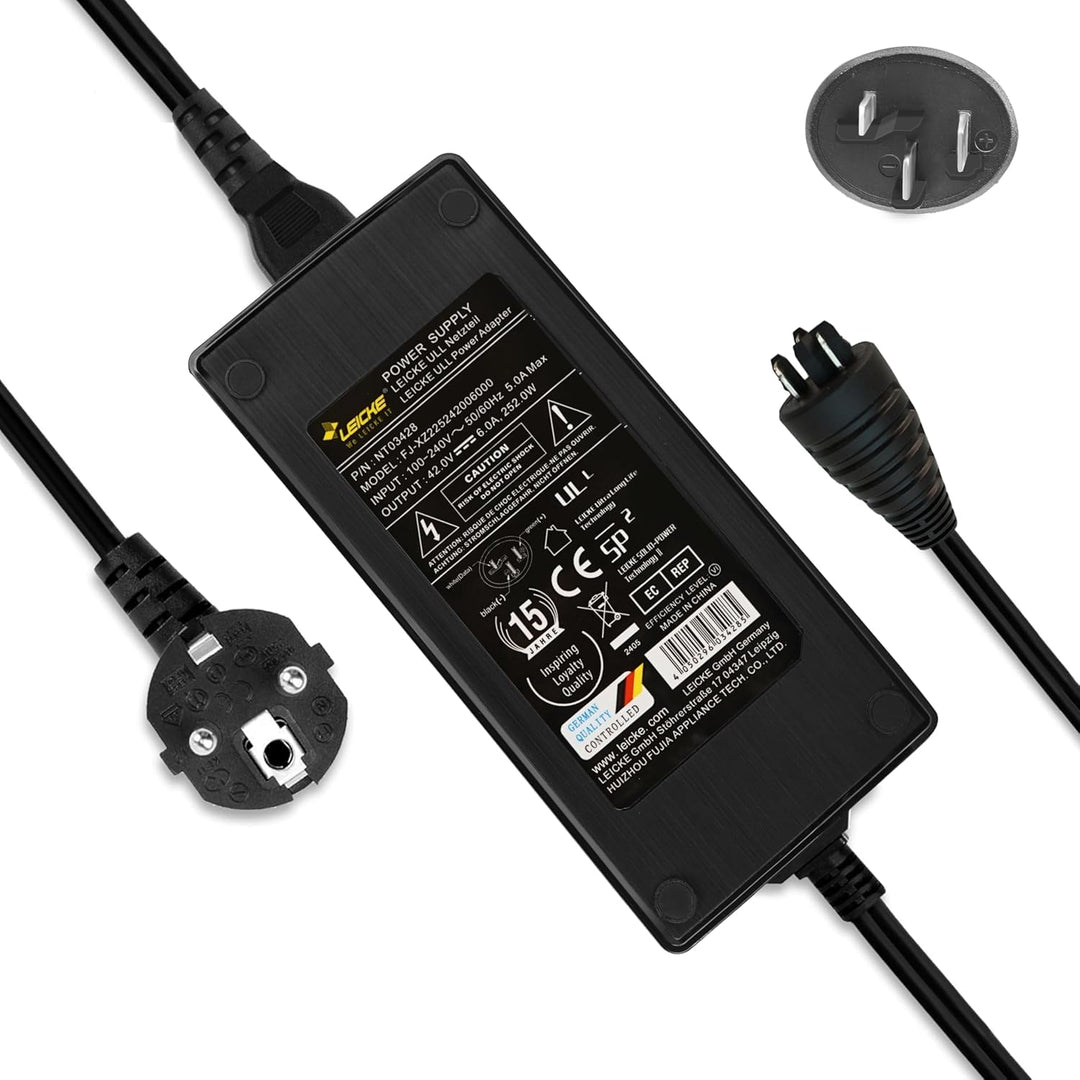 LEICKE 6A Ladegerät für 36V/42V Bosch Active/Performance Line E-Bike Akku mit Active Line/Active Lin