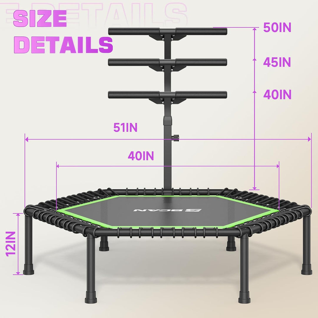 BCAN Fitness Trampolin Indoor Ø 122/133 cm, Trampolin Erwachsene bis 250 kg, Bodentrampolin mit vers