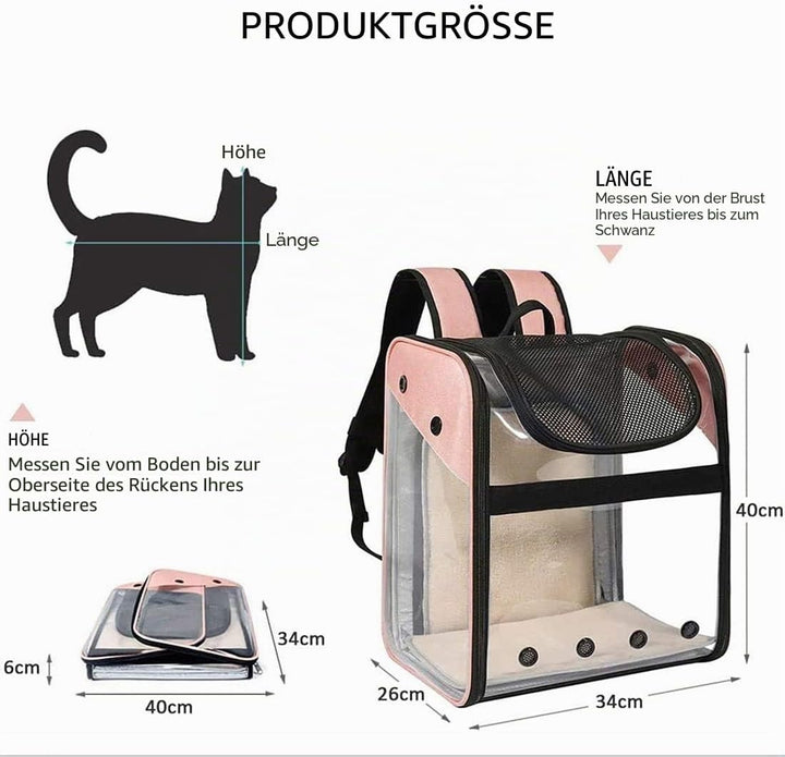 Transporttasche Rucksack Haustiere Hunde Katzen 10kg, Erweiterbare Grosse Tragbare Katzenrucksack Hu
