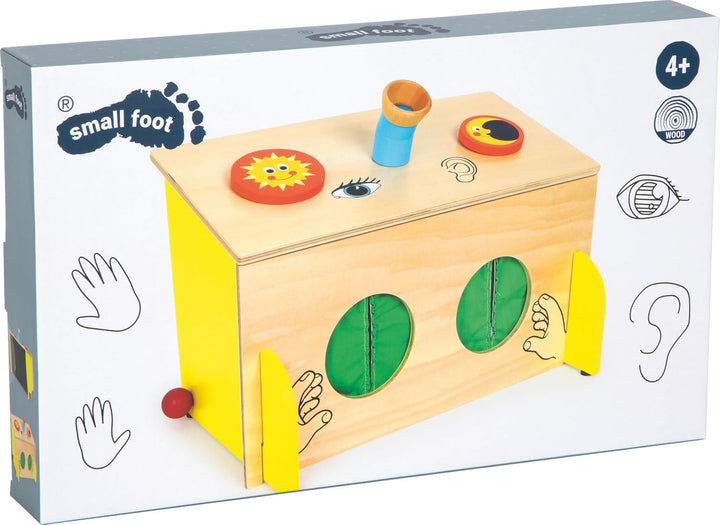 small foot Fühl-Box aus Holz, Sinnesspiel, schult spielerisch den Tast- Hör- und Sehsinn, ab 3 Jahre