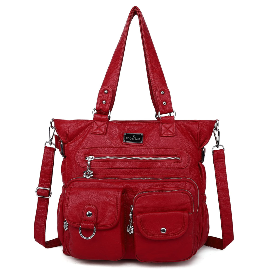 angel kiss Handtasche Damen Schultertasche Multifunktionale Umhängetaschen Gewaschenes Veganes Leder